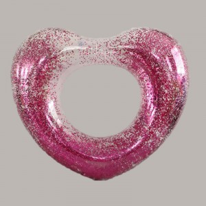 Φουσκωτό διαφανές γυαλιστερό δαχτυλίδι κολύμπι σε σχήμα καρδιάς για παιδιά